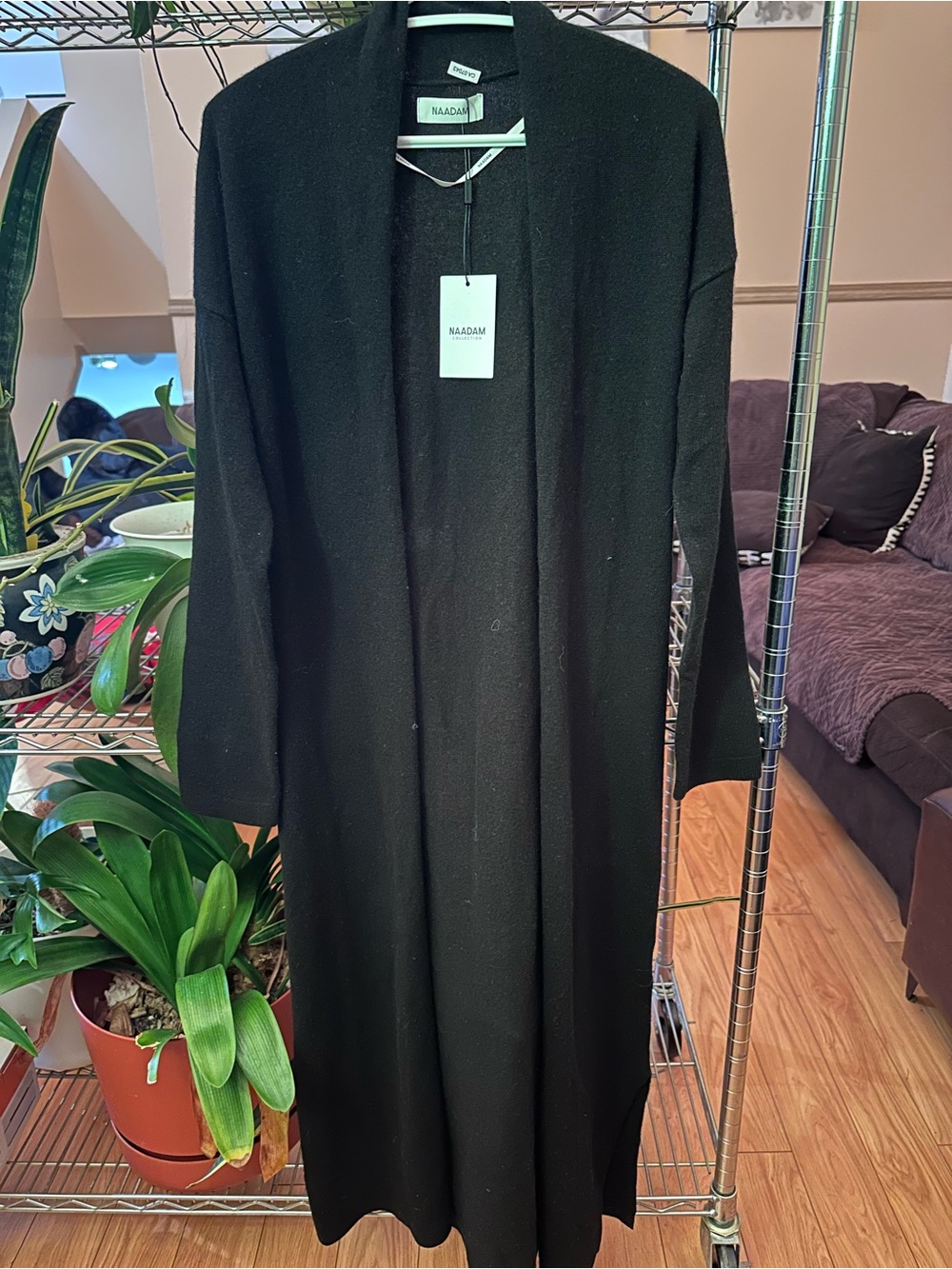 NAADAM Black Long Cashmere Cardigan Shawl